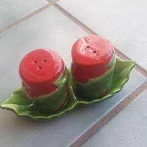 Red and Green Ceramic Salt and Pepper Shakers